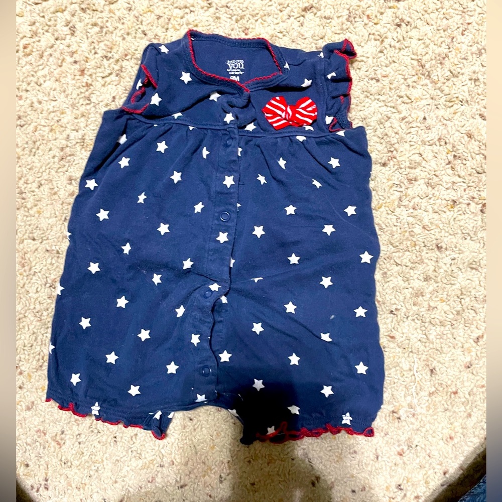Baby Gap patriotic blue jumper with red ribbon